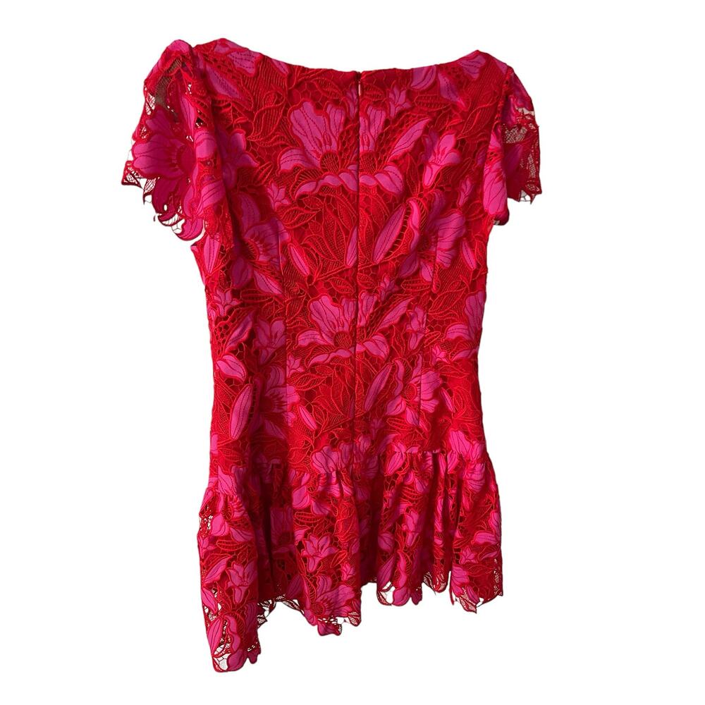 Monique Lhuillier Embroidered Lace Minidress Guipure Lace Coquette Fairy Sz 12 - Picture 7 of 13